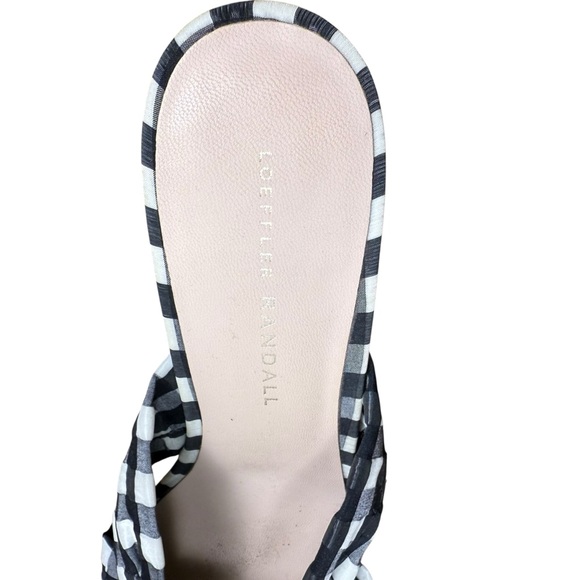 Loeffler Randall Gingham Bow Mule Heels Women’s 8B Black White Block Heel - Picture 5 of 7